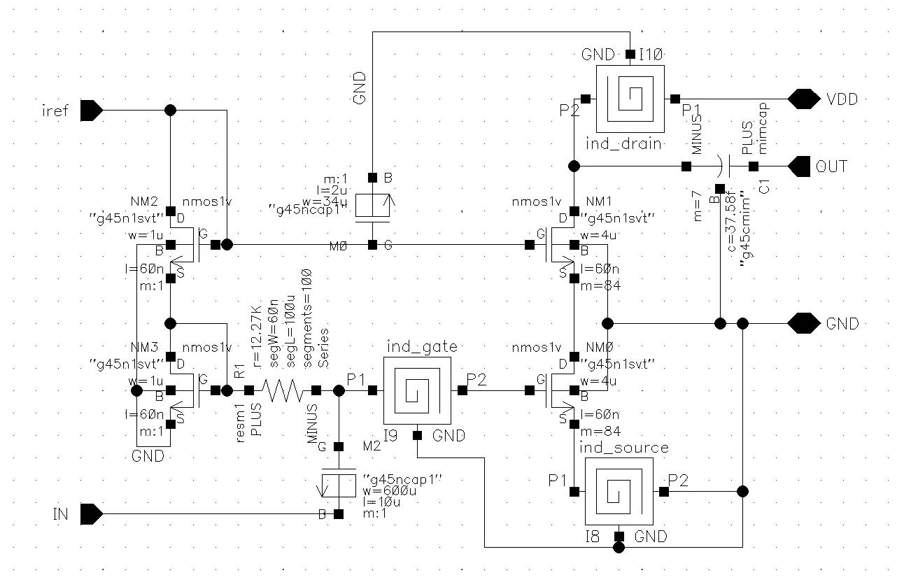 LNA Cadence layout core image